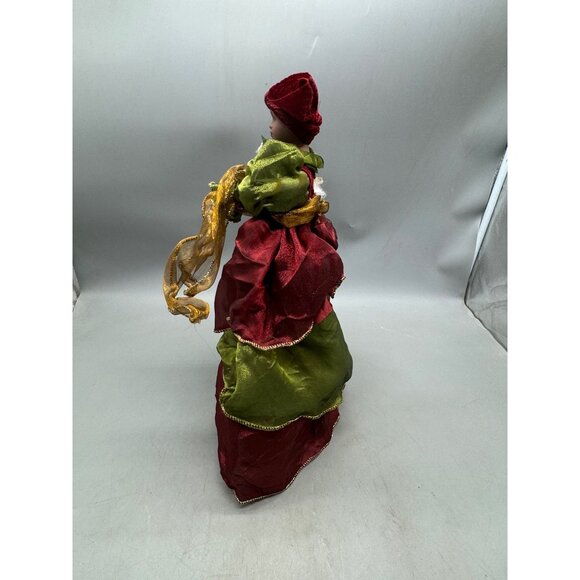 Vtg Handmade African-Style Doll Red Green Dress Christmas tree toper 16" READ - Picture 8 of 9